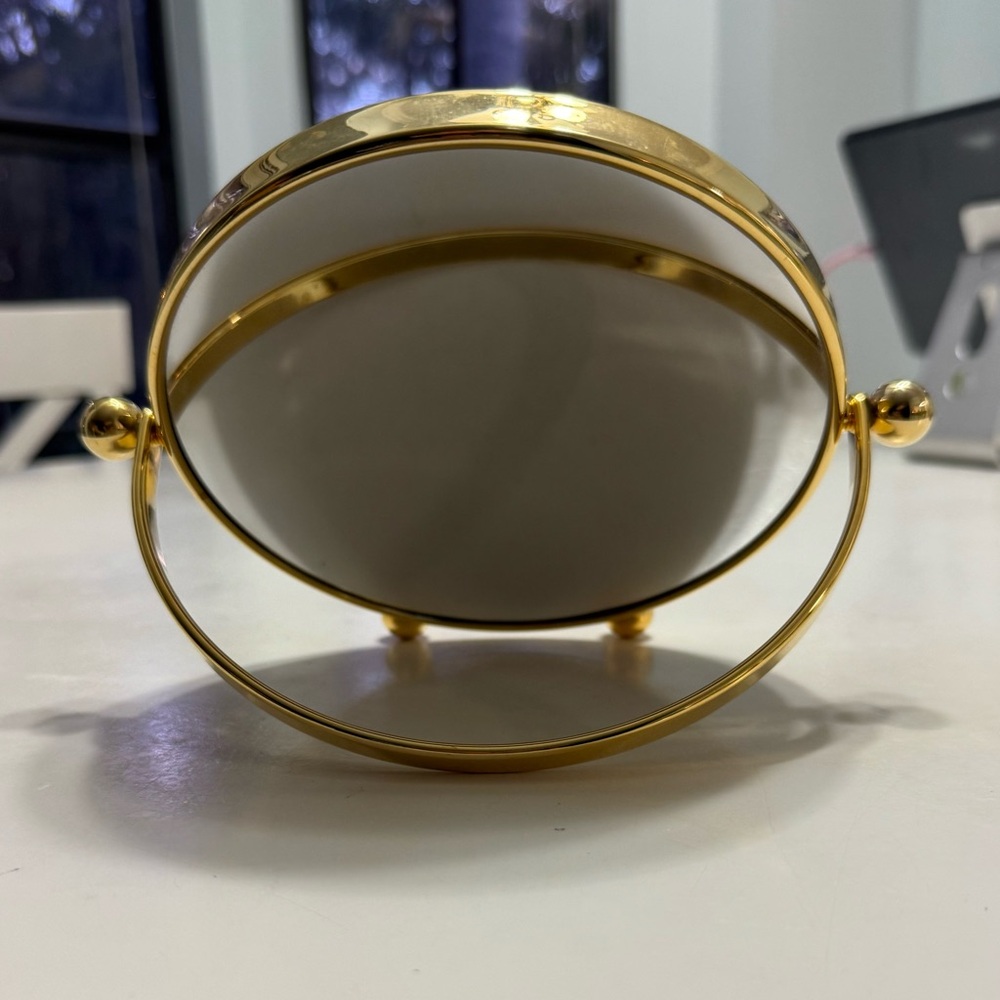 NWOT Mirror, countertop, magnifier/regular sided, gold - Picture 2 of 8